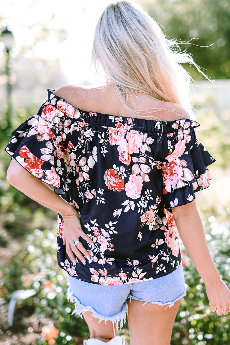 Savanna Ruffle Off Shoulder Flounce Sleeve Blouse