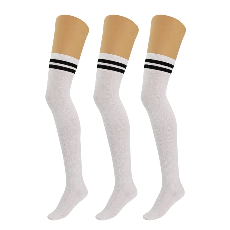 3 Pairs Over Knee Thigh High Socks for Women US Size 5-10 Warm Boot Stockings