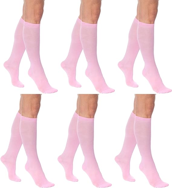 3 Pairs - Women's Knee High Socks Combed Cotton Over the Calf Long Socks