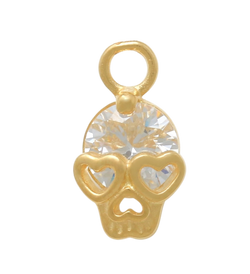 14K Solid Handmade Belly Ring Hoop With a 10K  Yellow Gold Dangling Skull Charm