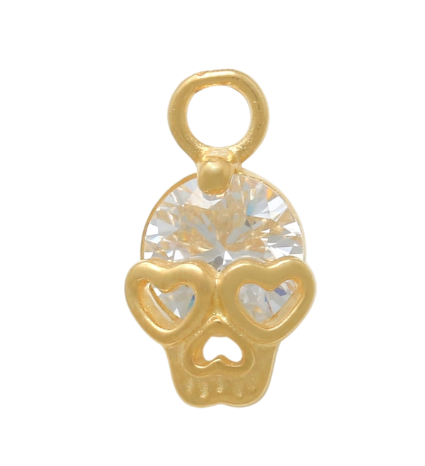 14K Solid Handmade Belly Ring Hoop With a 10K  Yellow Gold Dangling Skull Charm