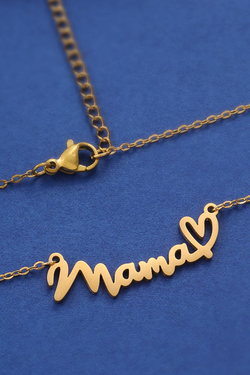 Gold Mama Heart Pendant Chain Necklace