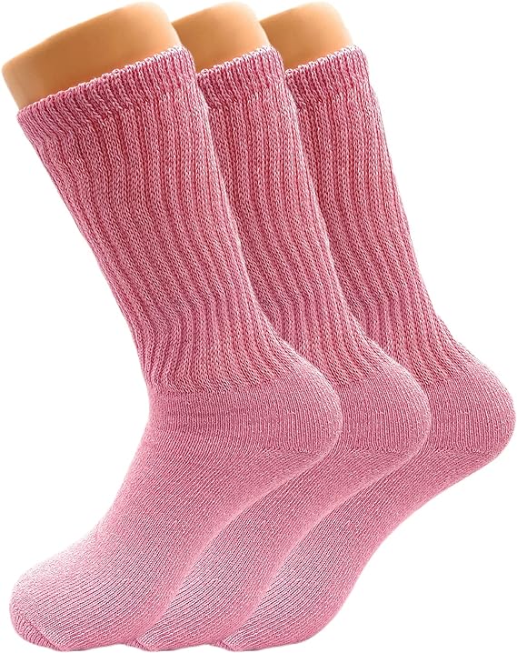 Women's Cotton Cushioned Mid-Calf Crew Socks, 3 Pairs, Size 9-11