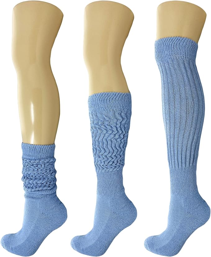 Cotton Slouch Boot Socks for Women Shoe Size 5-10 - 3 Pairs