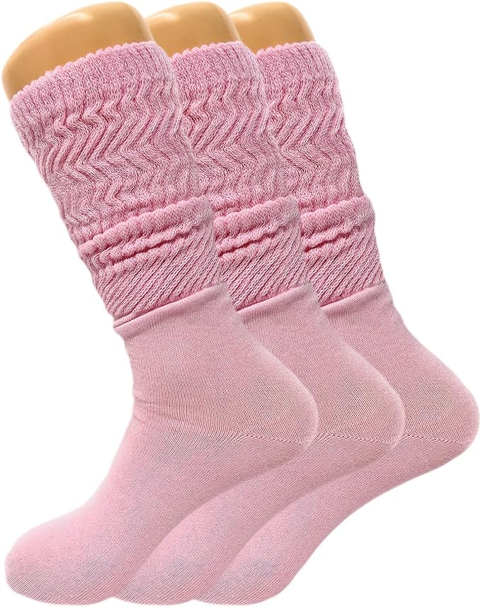 Women's Slouch Knee High Socks, 3 Pairs, Size 9-11, Soft and Breathable