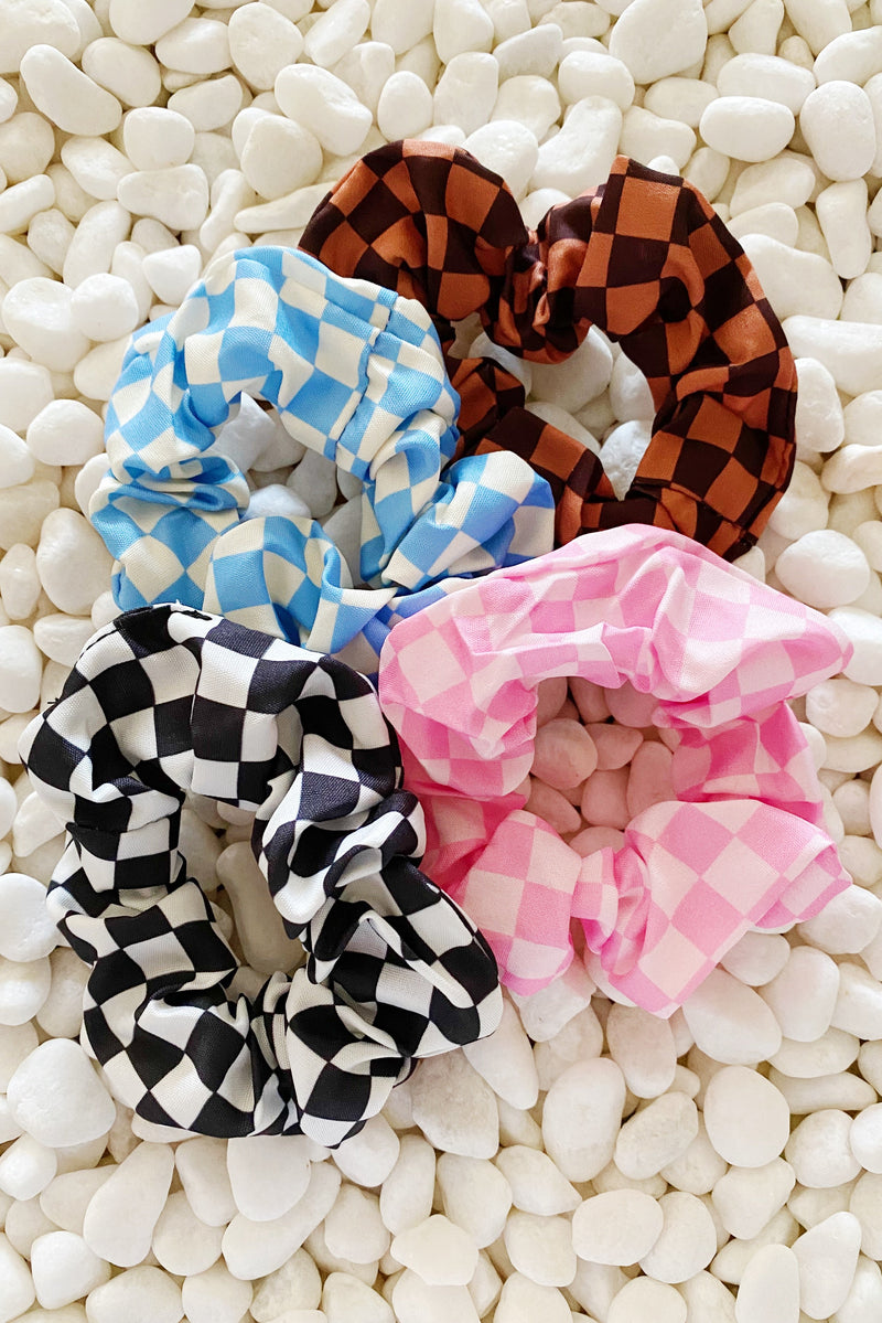 Checkerboard Hair Scrunchie Set of 4