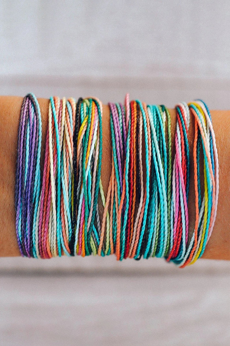 Multi Colors Wax Rope Woven Bracelet Set