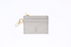 Clip Card Holder With Zipper - Oyster Gold