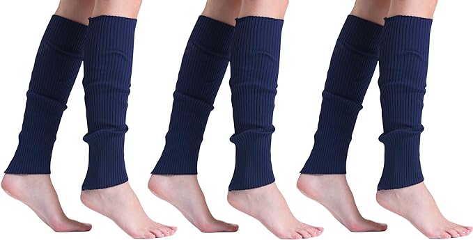 3 Pairs Knitted Leg Warmers for Women - 80s Style, One Size