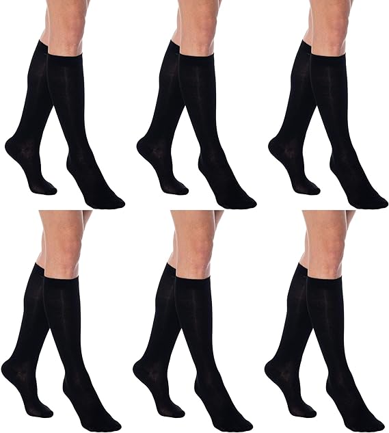 3 Pairs - Women's Knee High Socks Combed Cotton Over the Calf Long Socks