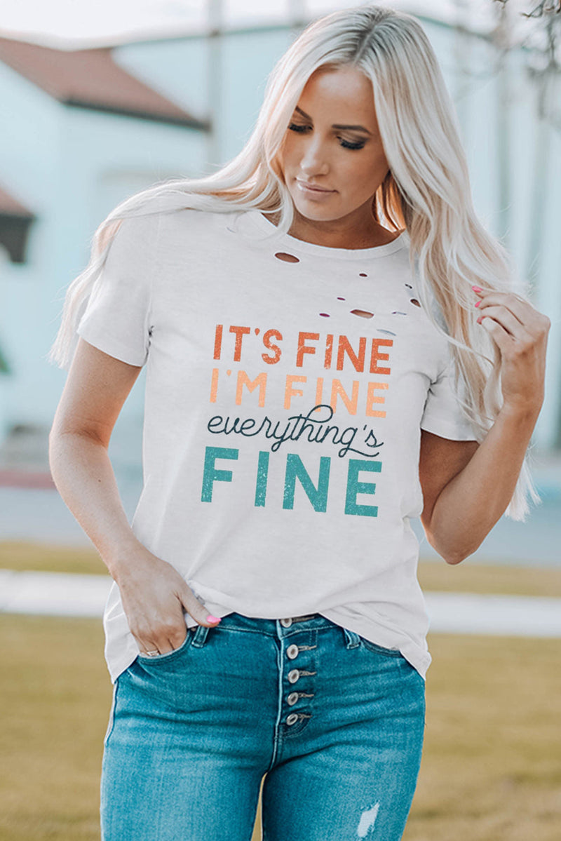 Everything Is Fine Graphic Distressed T Shirt