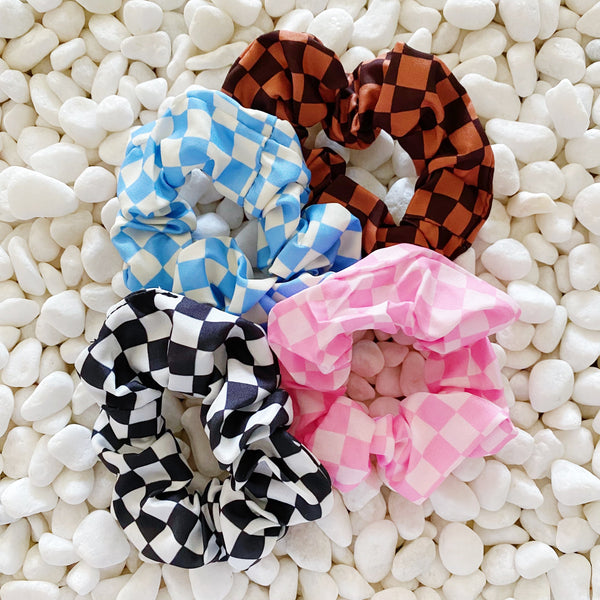 Checkerboard Hair Scrunchie Set of 4