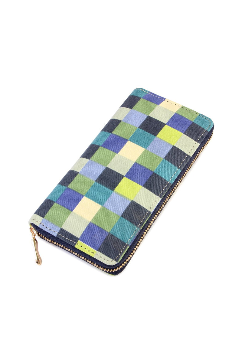 Single Zipper Wallet Checkered