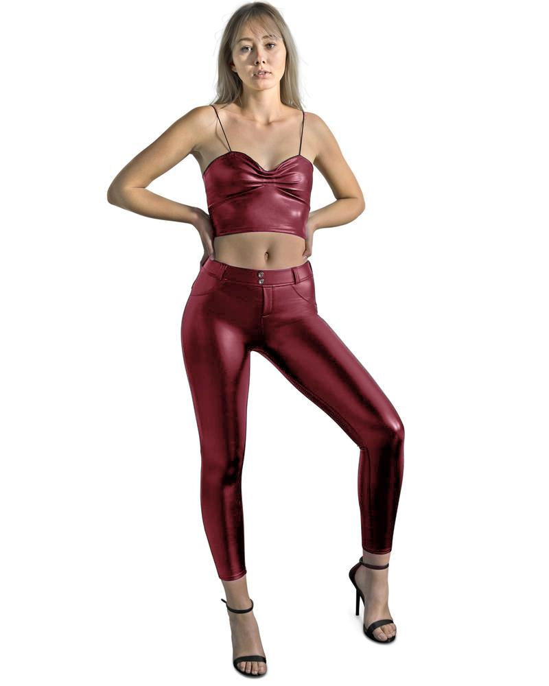 Oak Vegan Leather Pant - Maroon