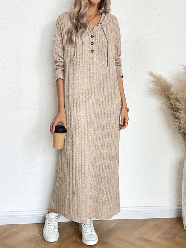 Drawstring Long Sleeve Hooded Dress