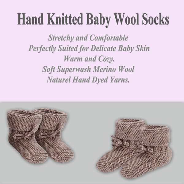 Hand Knitted Baby Wool Bootie Socks for Newborn and 0 to 12 Month Babies