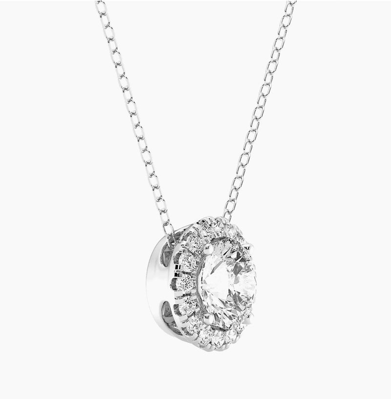 Lab-Grown Diamond (G/Vs) Halo Pendant Necklace in 14ktGold 1 CTW or 2 CTW