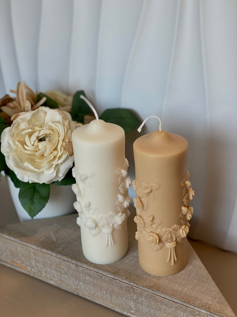 Floral Pillar Soy Wax Scented Candle