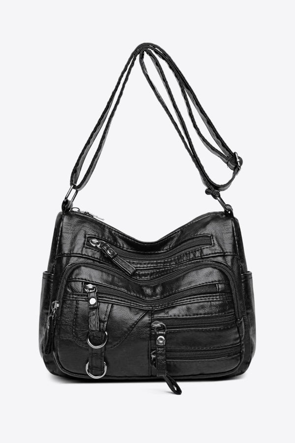 Multi-Pocket PU Leather Crossbody Bag