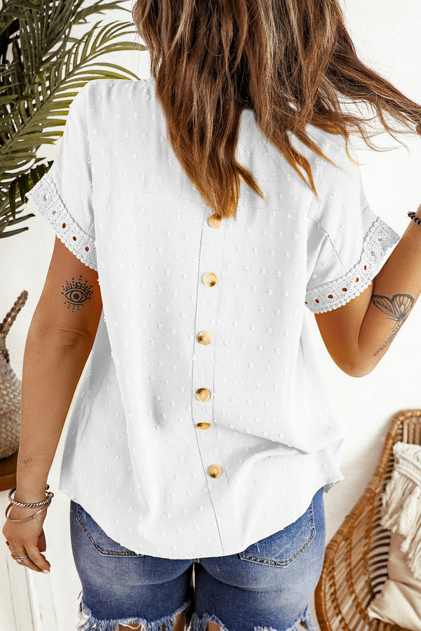 Shelby Swiss Dot Lace Short Sleeve Top