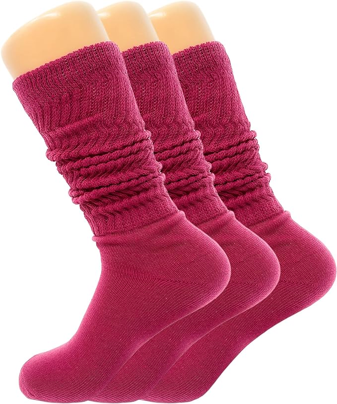 Women's Slouch Knee High Socks, 3 Pairs, Size 9-11, Soft and Breathable