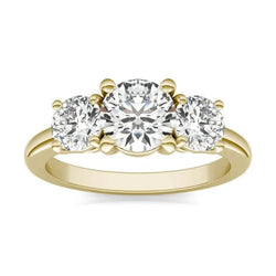 2 CTW Round Lab Grown Diamond Classic Three Stone Engagement Ring 14K Gold