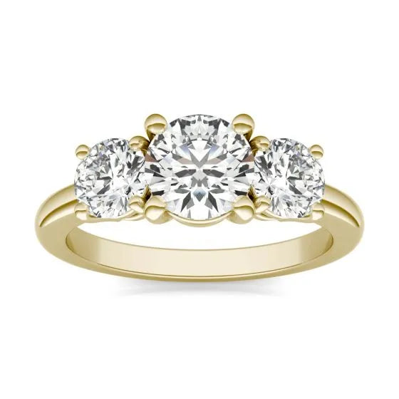 2 CTW Round Lab Grown Diamond Classic Three Stone Engagement Ring 14K Gold