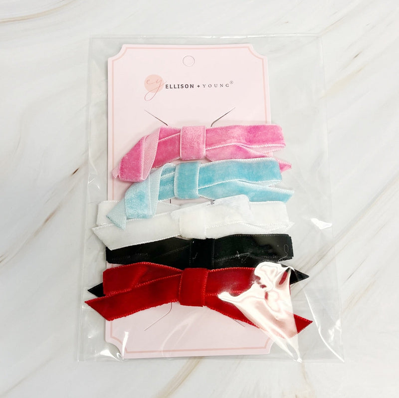 Adorable Velvet Bow Hair Clip Set of 5