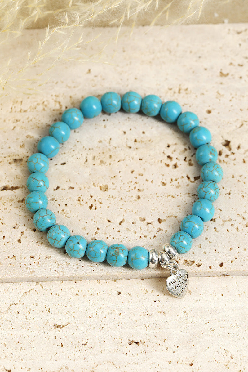 Heart Pendant Turquoise Bracelet