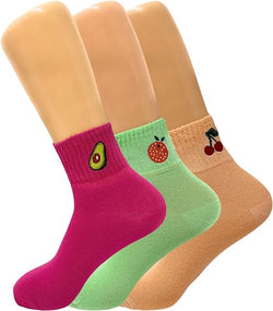 Women's Cotton Mini Half Crew Socks, Thin and Breathable, 3 Pairs, Size 5-9