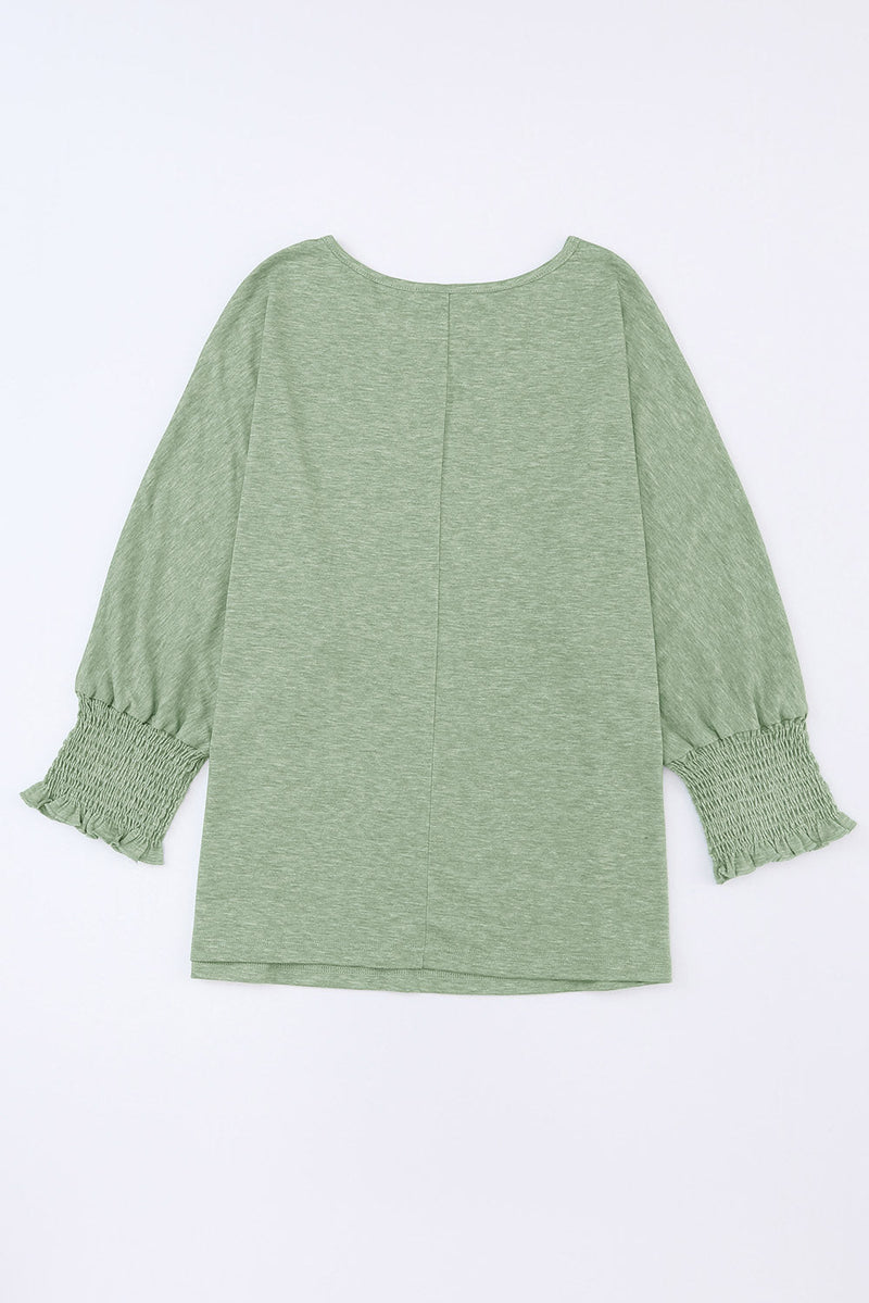 Dani Smocked 3/4 Sleeve Casual Loose Top