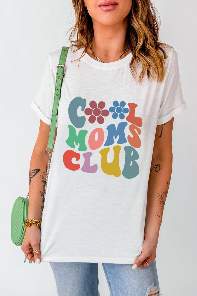 Carter COOL MOMS CLUB Flower Print Crew Neck T Shirt