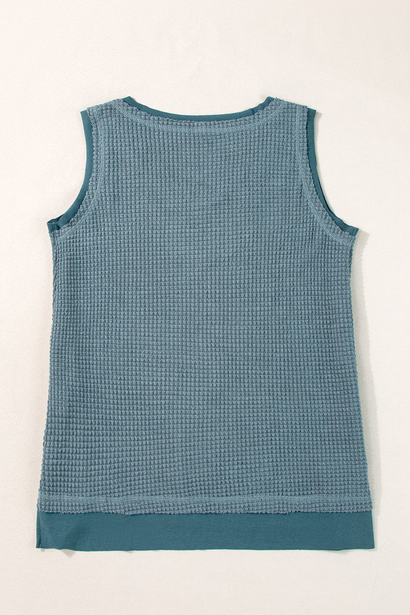 Birdie Scoop Neck Waffle Knit Flowy Tank