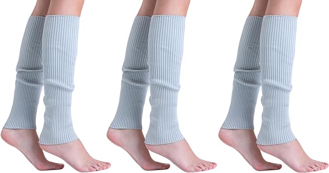 3 Pairs Knitted Leg Warmers for Women - 80s Style, One Size