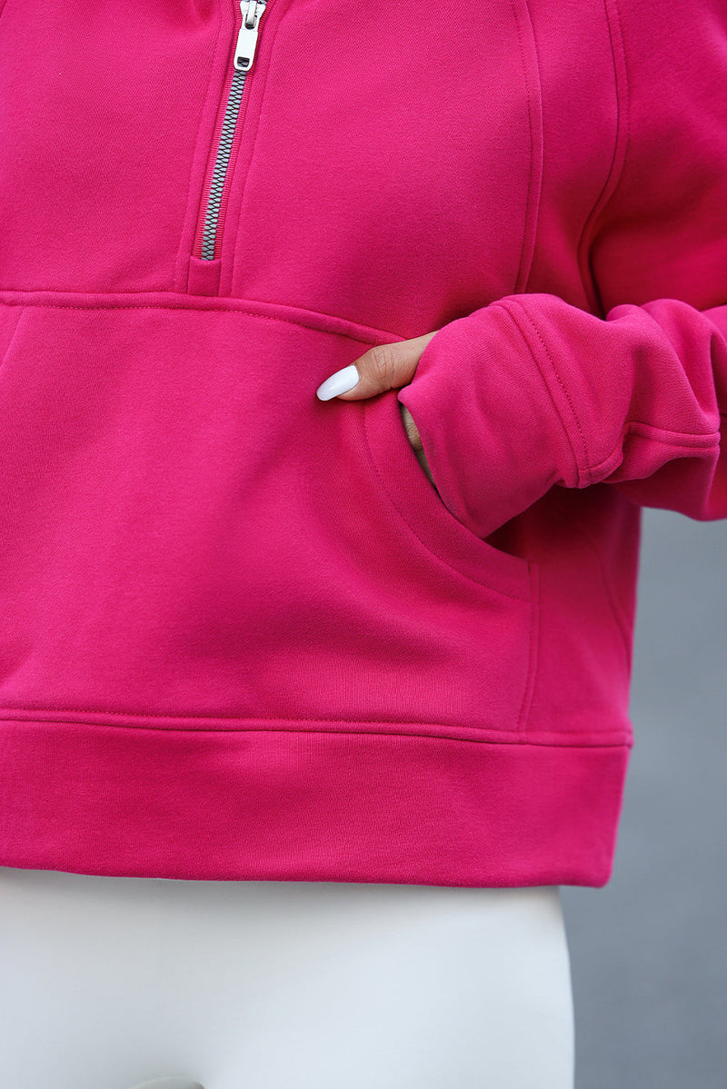 Rosie Half Zipper Pocket Pullover Hoodie