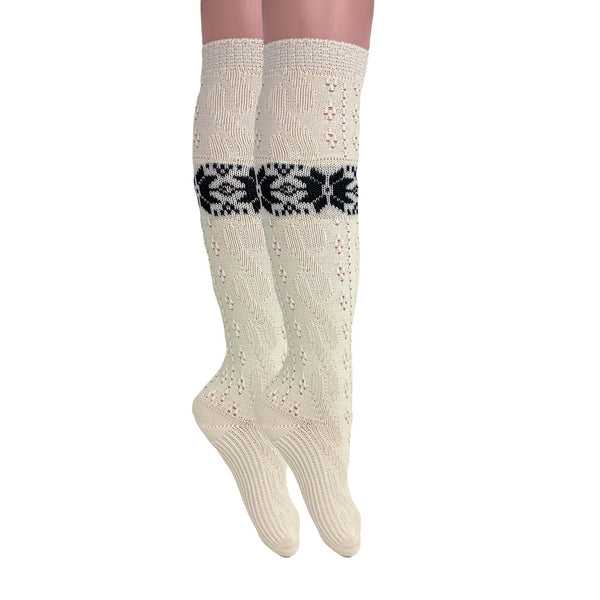 1 Pair Women's Cotton Knee High Knitted Lace Socks Size 5-10