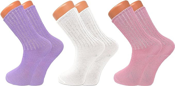 3 Pairs Women's Loose Fitting Acrylic Crew Socks Size 9-11 Soft and Cozy