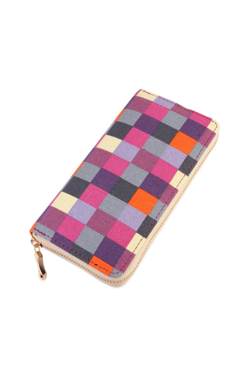 Single Zipper Wallet Checkered