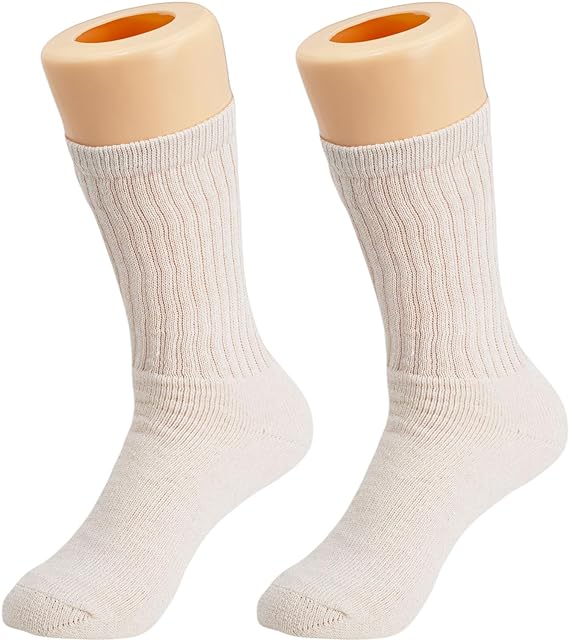 6 Pairs Women's Cotton Crew Socks Size 9-11 Smooth Toe Seam Breathable