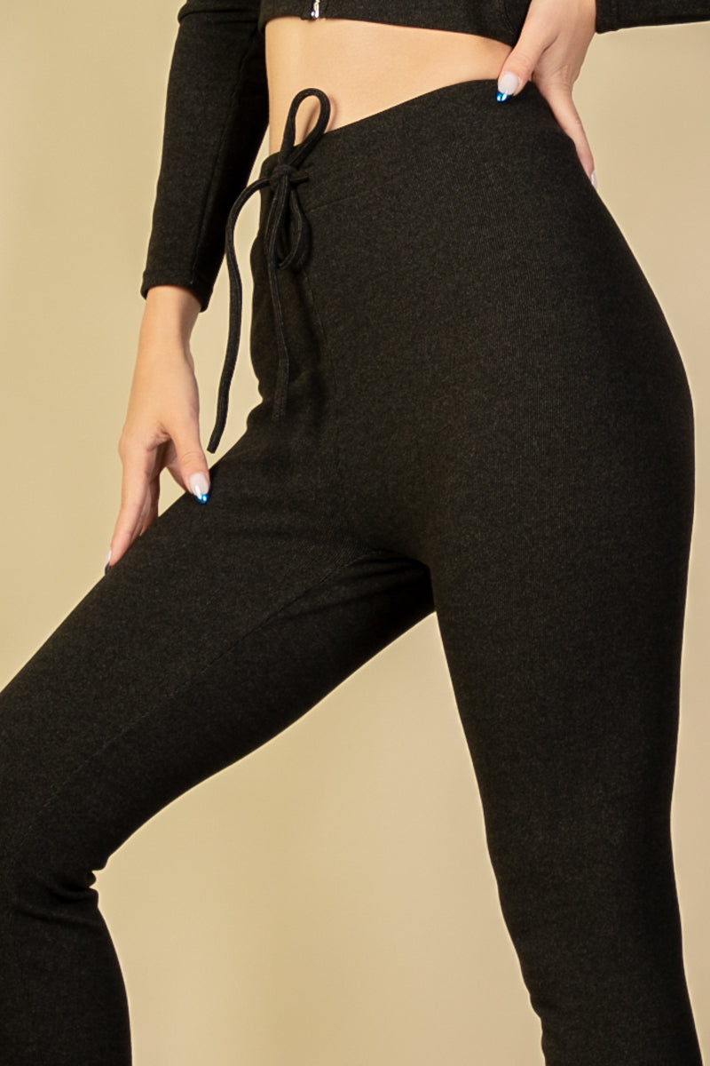 Ribbed Tie Front Leggings (CAPELLA)