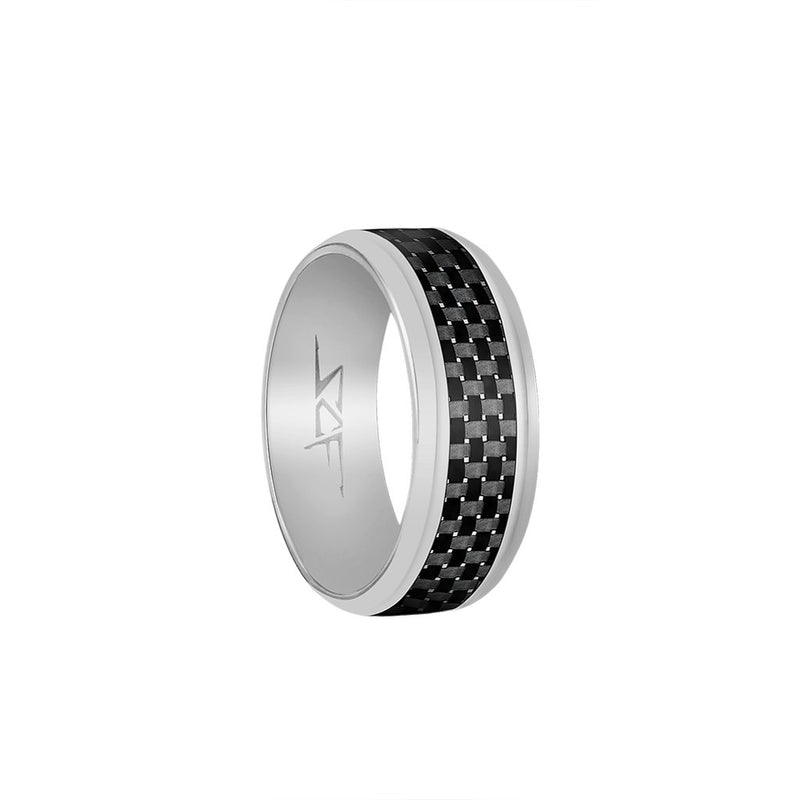 Real Carbon Fiber Ring | Silver | Slate Series