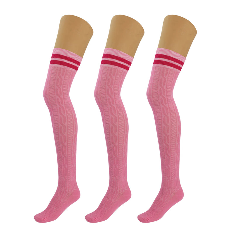 3 Pairs Over Knee Thigh High Socks for Women US Size 5-10 Warm Boot Stockings