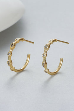 Gold Inlay C-Shape Earrings