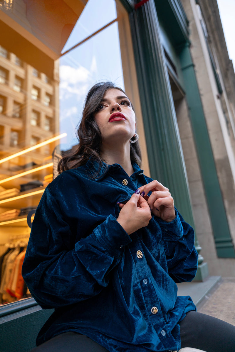 Teal Velvet Shirt