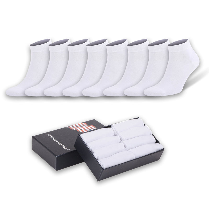 Men's Bamboo Low Cut Ankle Socks Odor Free Breathable 8 Pairs With Gift Box