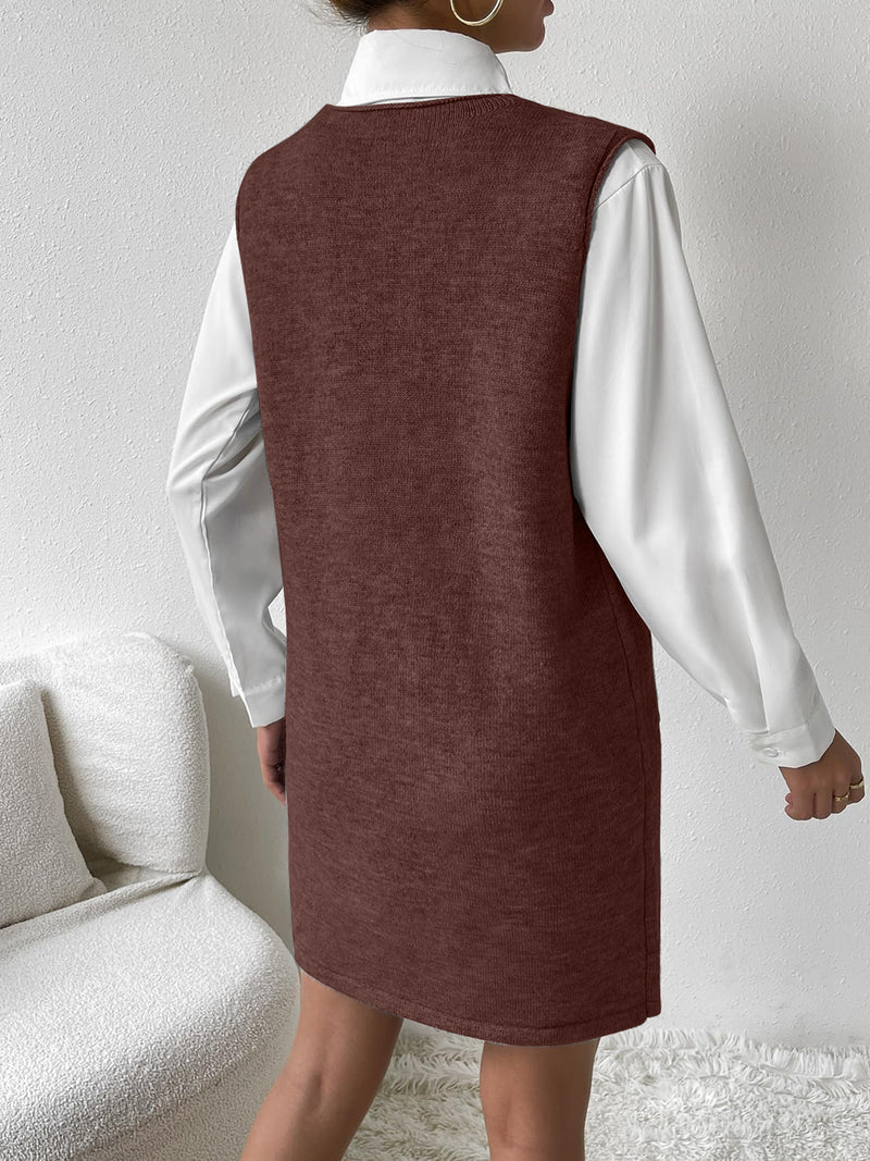 v neck sleeveless sweater dress V-Neck Sleeveless Sweater Dress with Pockets – Boho Jeans