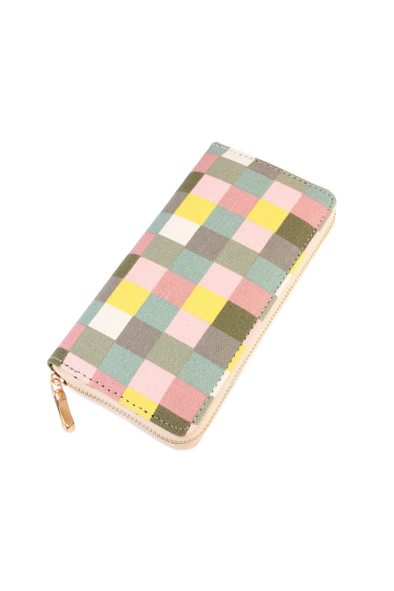 Single Zipper Wallet Checkered