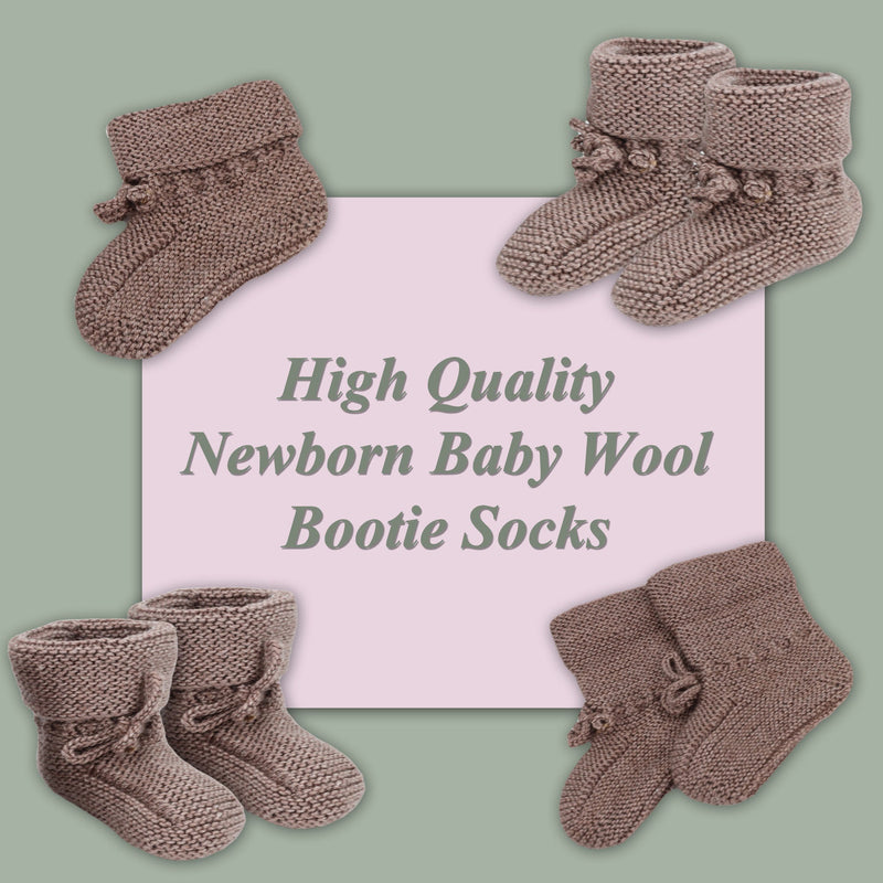 Hand Knitted Baby Wool Bootie Socks for Newborn and 0 to 12 Month Babies