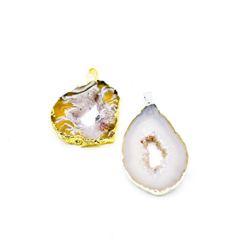 Agate Slice Plated Pendant