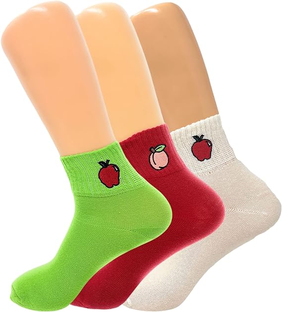 Women's Cotton Mini Half Crew Socks, Thin and Breathable, 3 Pairs, Size 5-9